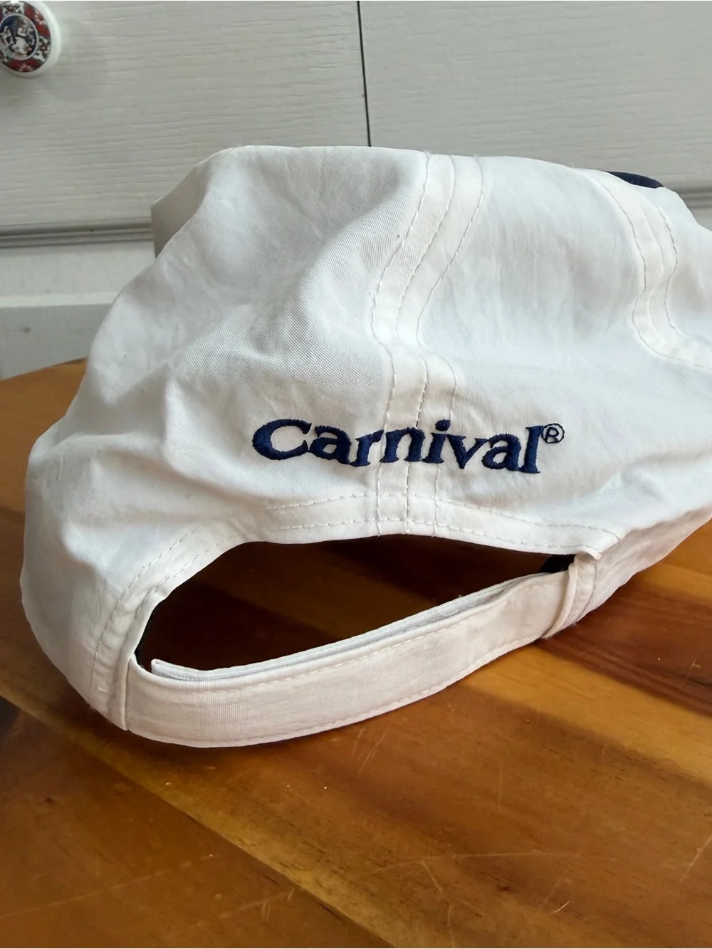 Carnival white blue nylon‎ embrodiered hat OS one size
